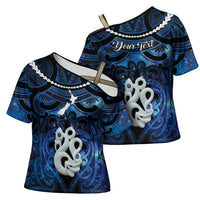 Personalized Maori Matariki Manaia Cross Shoulder Shirt Maori Kowhaiwhai Pattern Galaxy LT01 - Polynesian Pride