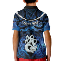Personalized Maori Matariki Manaia Kid Polo Shirt Maori Kowhaiwhai Pattern Galaxy LT01 - Polynesian Pride