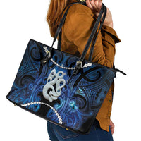 Maori Matariki Manaia Leather Tote Bag Maori Kowhaiwhai Pattern Galaxy LT01 - Polynesian Pride