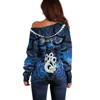 Personalized Maori Matariki Manaia Off Shoulder Sweater Maori Kowhaiwhai Pattern Galaxy LT01 - Polynesian Pride