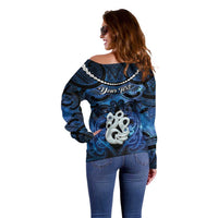 Personalized Maori Matariki Manaia Off Shoulder Sweater Maori Kowhaiwhai Pattern Galaxy LT01 - Polynesian Pride