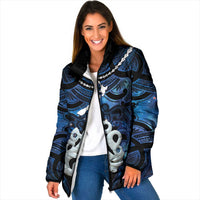 Personalized Maori Matariki Manaia Padded Jacket Maori Kowhaiwhai Pattern Galaxy LT01 Women Blue - Polynesian Pride
