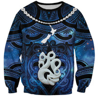 Personalized Maori Matariki Manaia Sweatshirt Maori Kowhaiwhai Pattern Galaxy LT01 Unisex Blue - Polynesian Pride