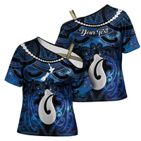 Personalized Maori Matariki Hei Matau Cross Shoulder Shirt Maori Kowhaiwhai Pattern Galaxy LT01 - Polynesian Pride
