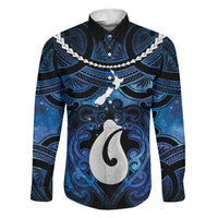 Personalized Maori Matariki Hei Matau Family Matching Off The Shoulder Long Sleeve Dress and Hawaiian Shirt Maori Kowhaiwhai Pattern Galaxy