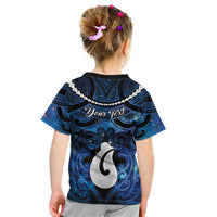 Personalized Maori Matariki Hei Matau Kid T Shirt Maori Kowhaiwhai Pattern Galaxy LT01 - Polynesian Pride
