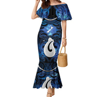 Personalized Maori Matariki Hei Matau Mermaid Dress Maori Kowhaiwhai Pattern Galaxy LT01 Women Blue - Polynesian Pride