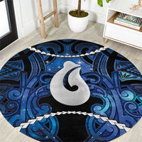 Maori Matariki Hei Matau Round Carpet Maori Kowhaiwhai Pattern Galaxy LT01 Blue - Polynesian Pride