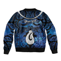 Personalized Maori Matariki Hei Matau Sleeve Zip Bomber Jacket Maori Kowhaiwhai Pattern Galaxy LT01 - Polynesian Pride