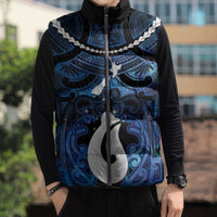 Personalized Maori Matariki Hei Matau Sleeveless Puffer Jacket Maori Kowhaiwhai Pattern Galaxy LT01 - Polynesian Pride