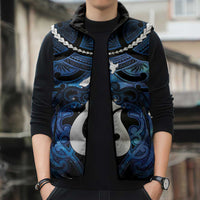 Personalized Maori Matariki Hei Matau Sleeveless Puffer Jacket Maori Kowhaiwhai Pattern Galaxy LT01 - Polynesian Pride