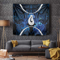 Maori Matariki Hei Matau Tapestry Maori Kowhaiwhai Pattern Galaxy LT01 Blue - Polynesian Pride