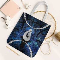 Maori Matariki Hei Matau Tote Bag Maori Kowhaiwhai Pattern Galaxy LT01 White Strap One Size Blue - Polynesian Pride