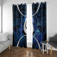 Maori Matariki Hei Matau Window Curtain Maori Kowhaiwhai Pattern Galaxy LT01 With Grommets Blue - Polynesian Pride