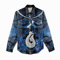 Personalized Maori Matariki Hei Matau Women Casual Shirt Maori Kowhaiwhai Pattern Galaxy LT01 - Polynesian Pride