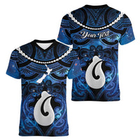 Personalized Maori Matariki Hei Matau Women V-Neck T-Shirt Maori Kowhaiwhai Pattern Galaxy LT01 - Polynesian Pride