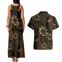 Indonesian Batik Pattern Vintage Brown Couples Matching Tank Maxi Dress and Hawaiian Shirt LT01 - Polynesian Pride
