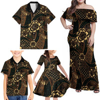 Indonesian Batik Pattern Vintage Brown Family Matching Off Shoulder Maxi Dress and Hawaiian Shirt LT01 - Polynesian Pride