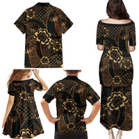 Indonesian Batik Pattern Vintage Brown Family Matching Puletasi and Hawaiian Shirt LT01 - Polynesian Pride