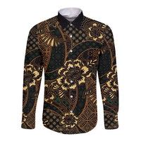 Indonesian Batik Pattern Vintage Brown Long Sleeve Button Shirt LT01 Unisex Brown - Polynesian Pride