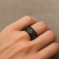 Indonesian Batik Pattern Vintage Brown Spinner Ring - Polynesian Pride