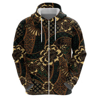 Indonesian Batik Pattern Vintage Brown Zip Hoodie