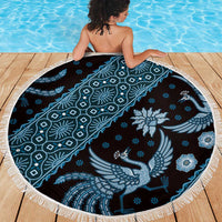 Indonesia Batik Pattern Beach Blanket Blue Version