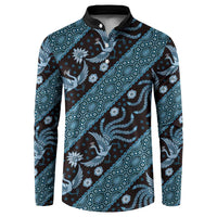 Indonesia Batik Pattern Button Sweatshirt Blue Version