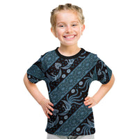 Indonesia Batik Pattern Kid T Shirt Blue Version