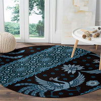 Indonesia Batik Pattern Round Carpet Blue Version