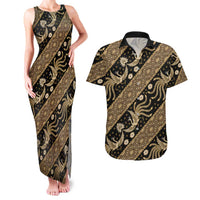 Indonesia Batik Pattern Couples Matching Tank Maxi Dress and Hawaiian Shirt Gold Version LT01 Gold - Polynesian Pride