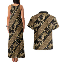 Indonesia Batik Pattern Couples Matching Tank Maxi Dress and Hawaiian Shirt Gold Version LT01 - Polynesian Pride