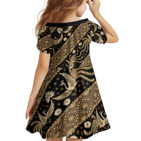 Indonesia Batik Pattern Family Matching Off The Shoulder Long Sleeve Dress and Hawaiian Shirt Gold Version LT01 - Polynesian Pride