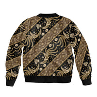 Indonesia Batik Pattern Sleeve Zip Bomber Jacket Gold Version