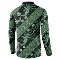 Indonesia Batik Pattern Button Sweatshirt Green Version