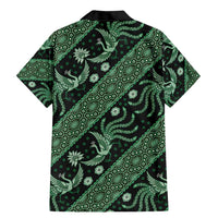 Indonesia Batik Pattern Family Matching Mermaid Dress and Hawaiian Shirt Green Version
