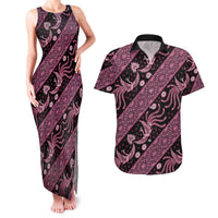 Indonesia Batik Pattern Couples Matching Tank Maxi Dress and Hawaiian Shirt Pink Version LT01 Pink - Polynesian Pride