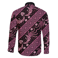 Indonesia Batik Pattern Family Matching Long Sleeve Bodycon Dress and Hawaiian Shirt Pink Version