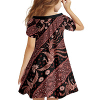 Indonesia Batik Pattern Family Matching Off The Shoulder Long Sleeve Dress and Hawaiian Shirt Red Version LT01 - Polynesian Pride