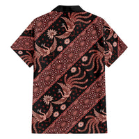 Indonesia Batik Pattern Family Matching Off The Shoulder Long Sleeve Dress and Hawaiian Shirt Red Version LT01 - Polynesian Pride