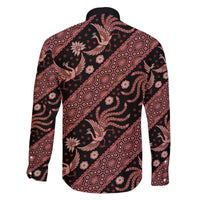 Indonesia Batik Pattern Family Matching Off The Shoulder Long Sleeve Dress and Hawaiian Shirt Red Version LT01 - Polynesian Pride
