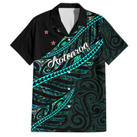 Personalised Aotearoa Hawaiian Shirt Silver Fern Mix Paua Shell Polynesian Pattern LT01 Black - Polynesian Pride