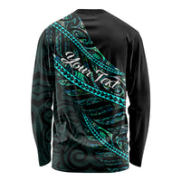 Personalised Aotearoa Long Sleeve Shirt Silver Fern Mix Paua Shell Polynesian Pattern LT01 - Polynesian Pride