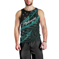 Personalised Aotearoa Men Tank Top Silver Fern Mix Paua Shell Polynesian Pattern LT01 - Polynesian Pride