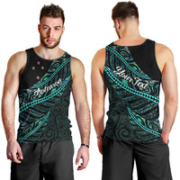 Personalised Aotearoa Men Tank Top Silver Fern Mix Paua Shell Polynesian Pattern LT01 - Polynesian Pride