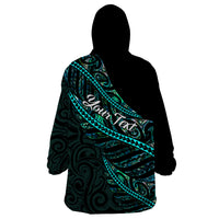 Personalised Aotearoa Wearable Blanket Hoodie Silver Fern Mix Paua Shell Polynesian Pattern LT01 - Polynesian Pride