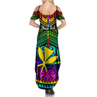 Personalised Hawaii Summer Maxi Dress Kanaka Maoli Kakau 2023 National Coming Out Day LT01 - Polynesian Pride