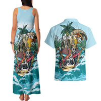 Personalized Aloha Hawaii Skeleton Couples Matching Tank Maxi Dress and Hawaiian Shirt Tropical Summer Vibe LT01 - Polynesian Pride