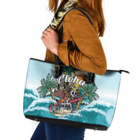 Aloha Hawaii Skeleton Leather Tote Bag Tropical Summer Vibe LT01 Blue - Polynesian Pride