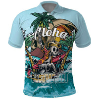 Personalized Aloha Hawaii Skeleton Polo Shirt Tropical Summer Vibe LT01 Blue - Polynesian Pride